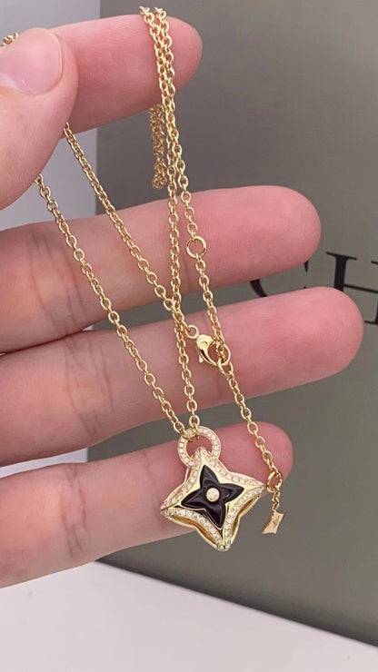[Dawnora Jewelry]STAR PEDANT PINK GOLD DIAMOND NECKLACE