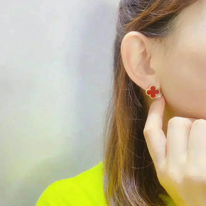 [Dawnora Jewelry]CLOVER MEDIUM 1 MOTIFS CARNELIAN  EARRINGS