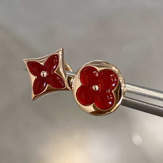 [Dawnora Jewelry]STAR AND SUN PINK GOLD CARNELIAN STUD EARRINGS