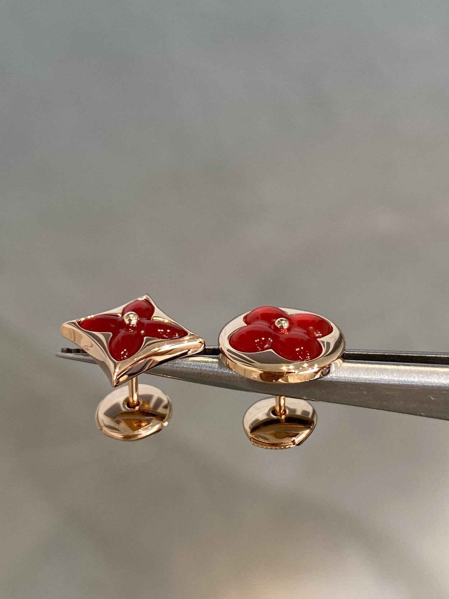 [Dawnora Jewelry]STAR AND SUN PINK GOLD CARNELIAN STUD EARRINGS