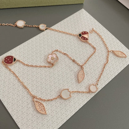 [Dawnora Jewelry]LUCKY SPRING 15 MOTIFS ROSE GOLD NECKLACE