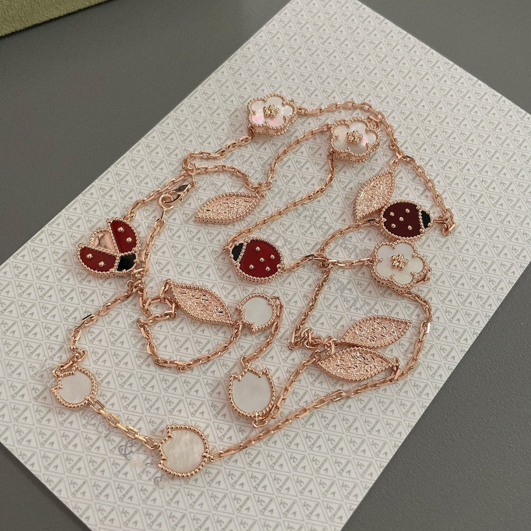 [Dawnora Jewelry]LUCKY SPRING 15 MOTIFS ROSE GOLD NECKLACE