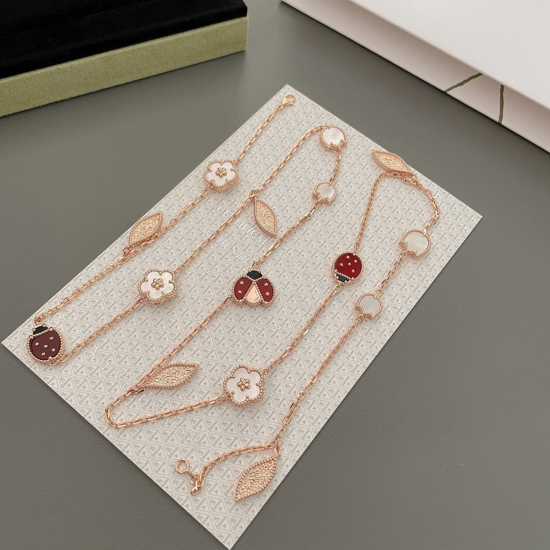 [Dawnora Jewelry]LUCKY SPRING 15 MOTIFS ROSE GOLD NECKLACE