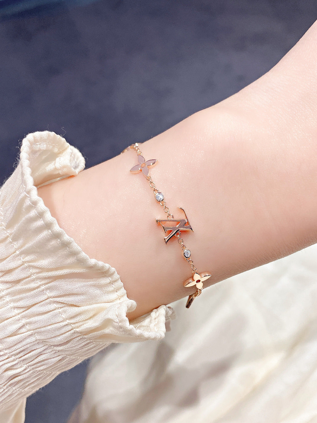 [Dawnora Jewelry]STAR AND SUN 7 MOTIFS GOLD BRACELET