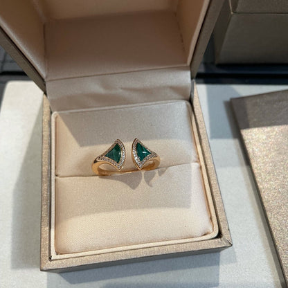 [Dawnora Jewelry]DREAM MALACHITE DIAMOND OPEN RING