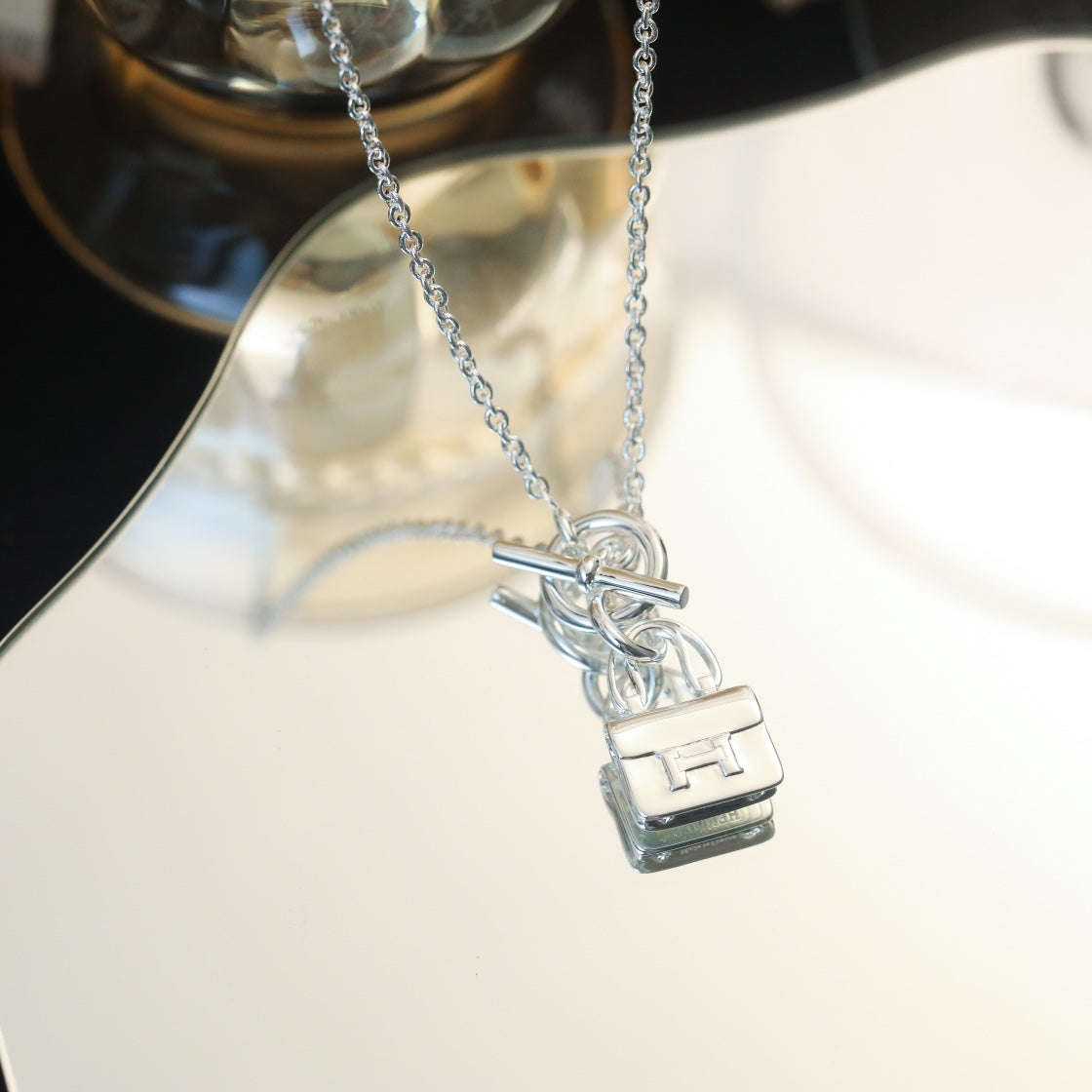 [Dawnora Jewelry]POP H PEDANT SILVER NECKLACE