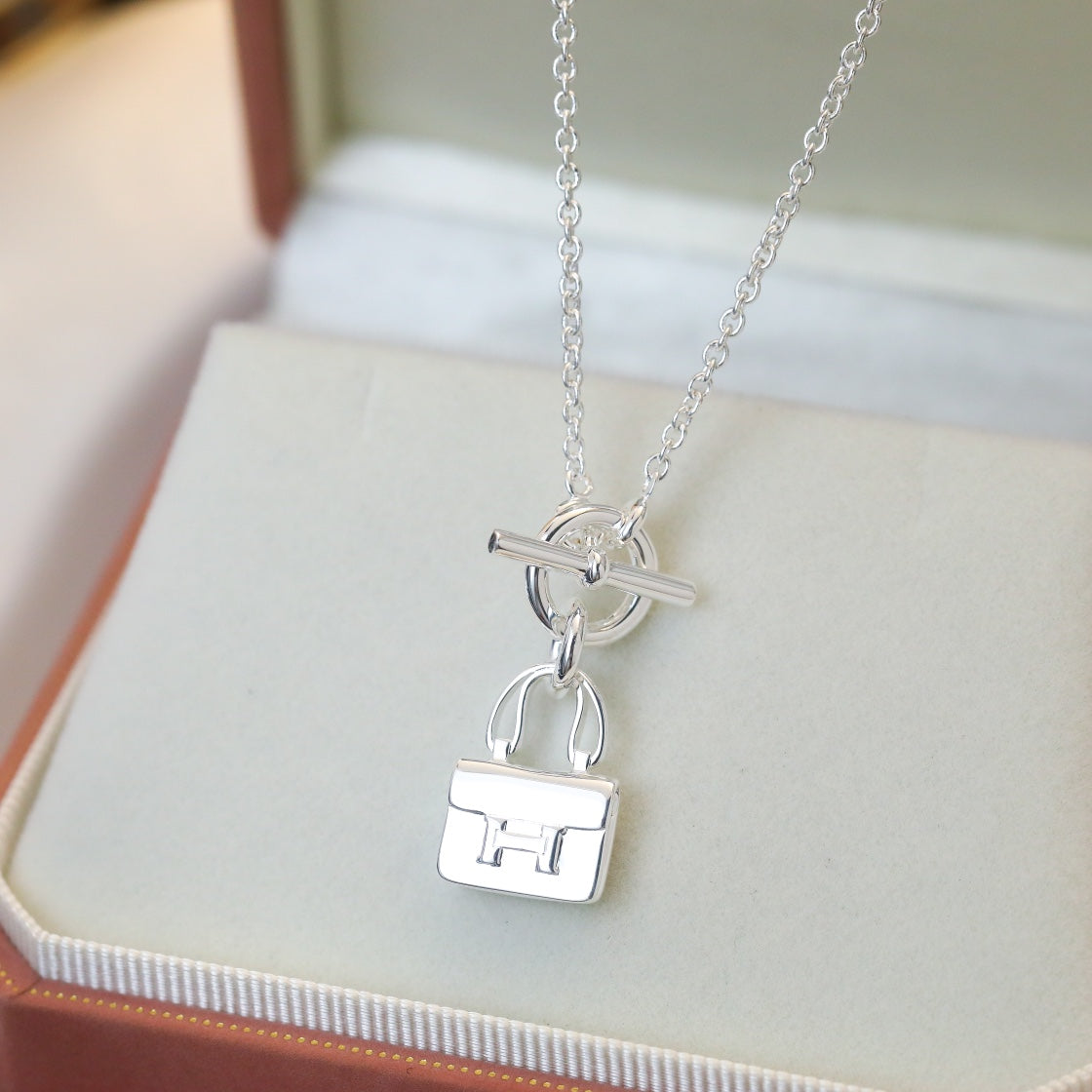 [Dawnora Jewelry]POP H PEDANT SILVER NECKLACE