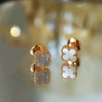 [Dawnora Jewelry]CLOVER MINI 9.5MM WHITE MOP EARRINGS