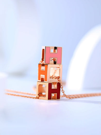 [Dawnora Jewelry]H CAGE PINK GOLD NECKLACE