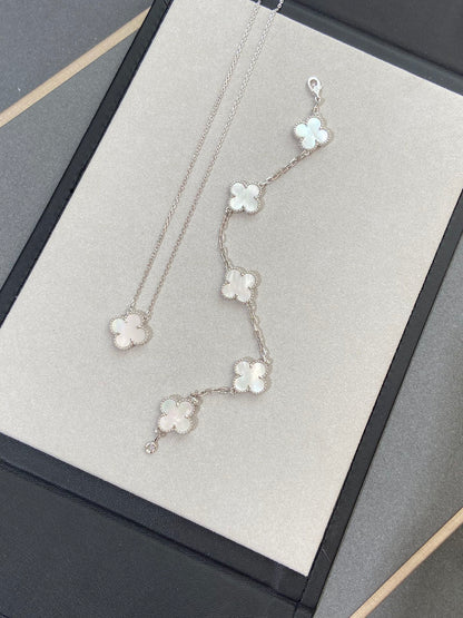 [Dawnora Jewelry]CLOVER WHITE PEARL MOP 5 MOTIF BRACELET COLLECTION