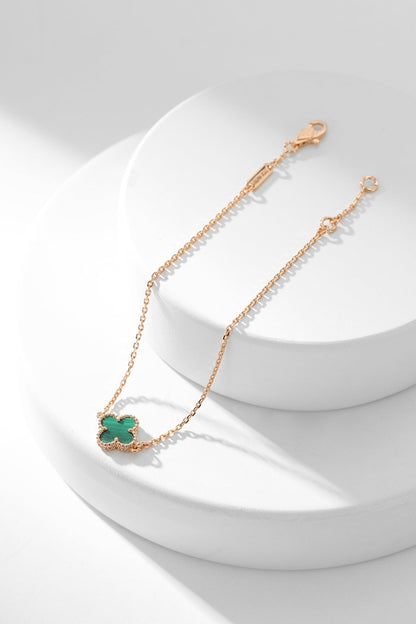 [Dawnora Jewelry]CLOVER BRACELET MALACHITE 1 MOTIF