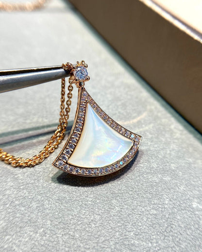 [Dawnora Jewelry]DREAM MOP DIAMOND PAVED PINK GOLD NECKLACE
