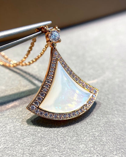 [Dawnora Jewelry]DREAM MOP DIAMOND PAVED PINK GOLD NECKLACE
