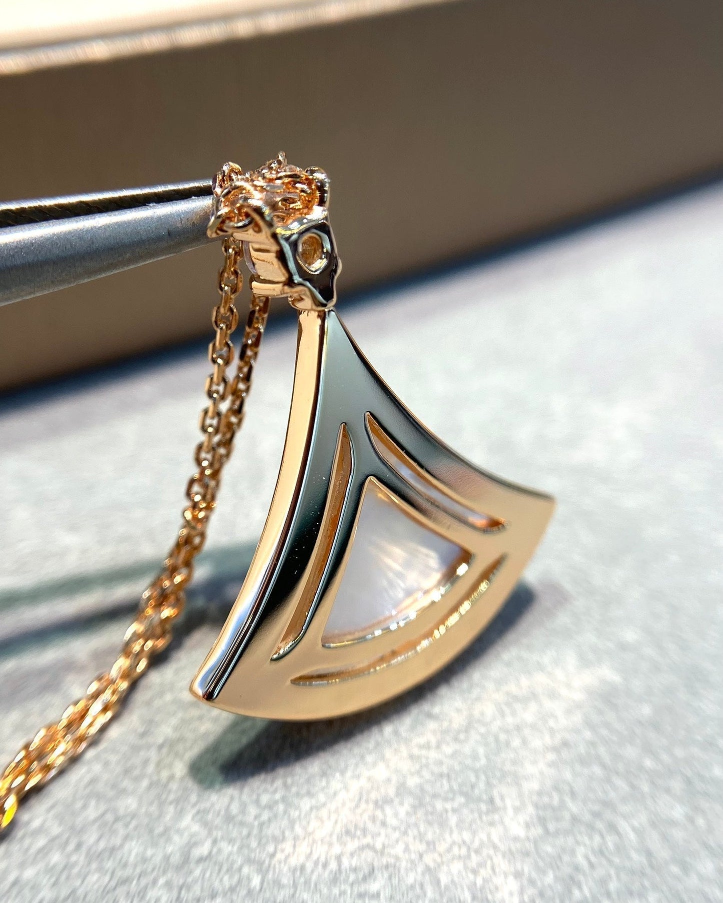 [Dawnora Jewelry]DREAM MOP DIAMOND PAVED PINK GOLD NECKLACE