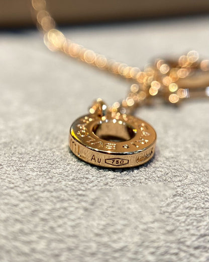 [Dawnora Jewelry]DREAM MOP DIAMOND PAVED PINK GOLD NECKLACE
