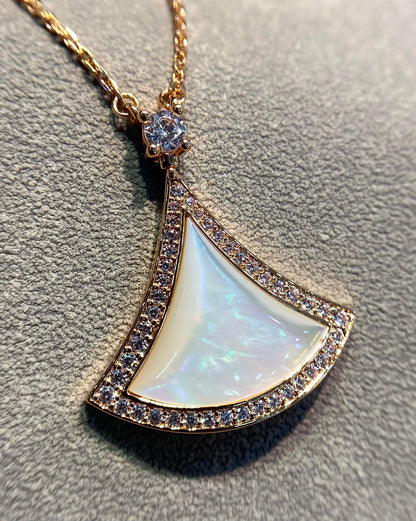 [Dawnora Jewelry]DREAM MOP DIAMOND PAVED PINK GOLD NECKLACE