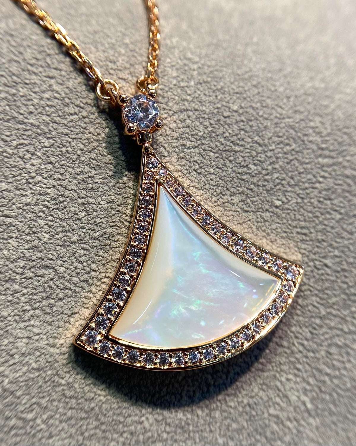 [Dawnora Jewelry]DREAM MOP DIAMOND PAVED PINK GOLD NECKLACE