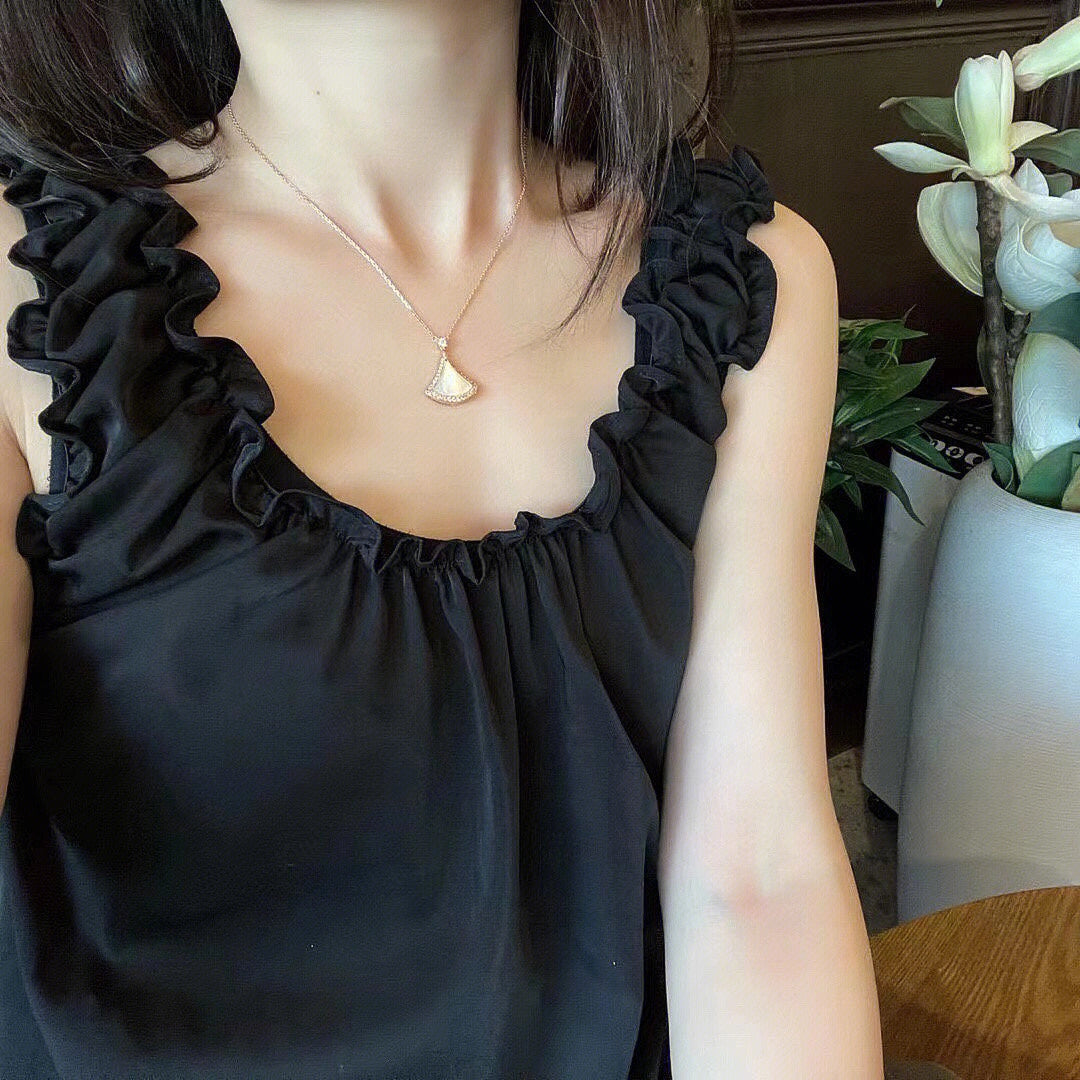 [Dawnora Jewelry]DREAM MOP DIAMOND PAVED PINK GOLD NECKLACE
