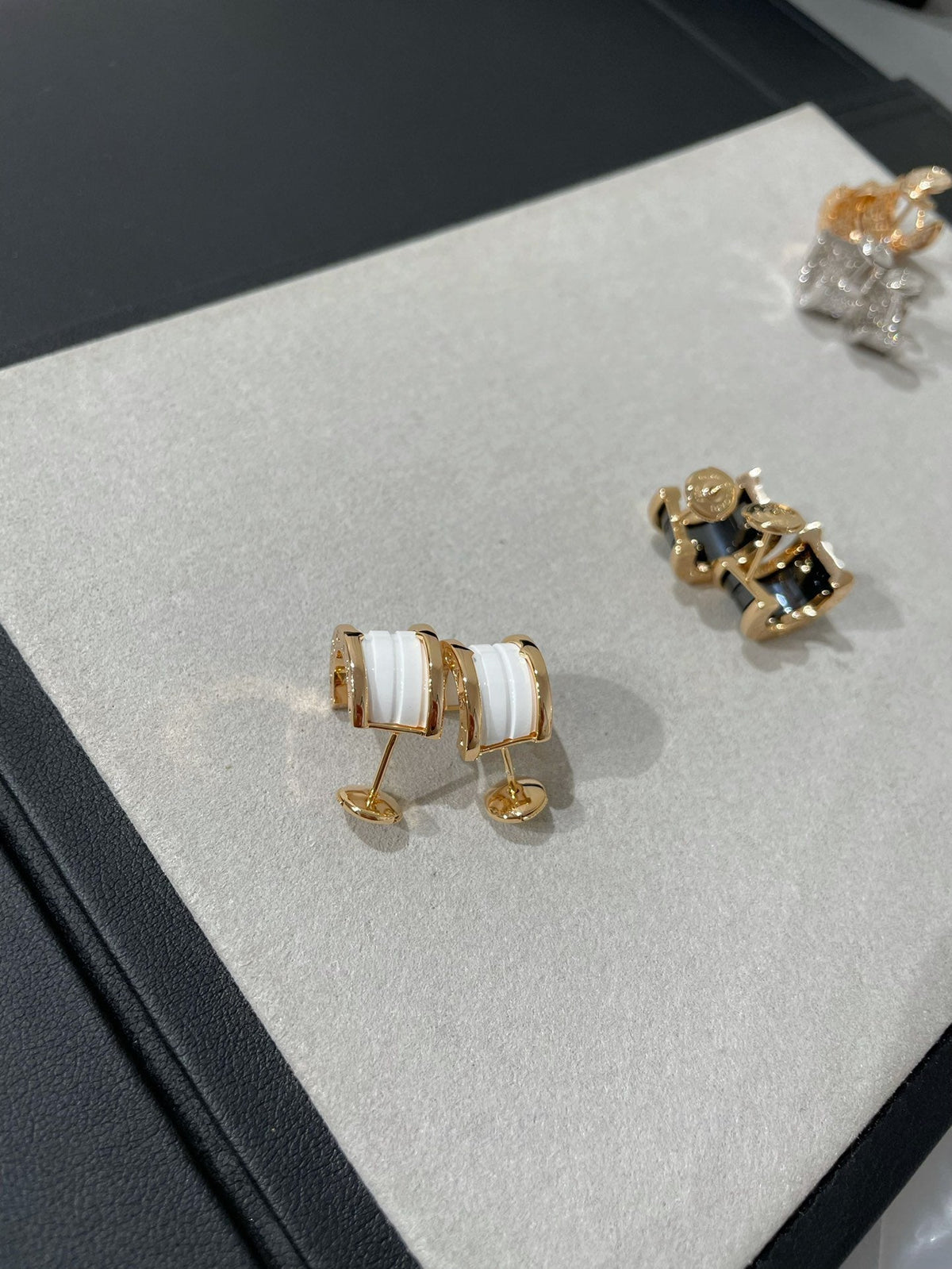 [Dawnora Jewelry]ZERO 1 PINK GOLD CERAMIC EARRINGS