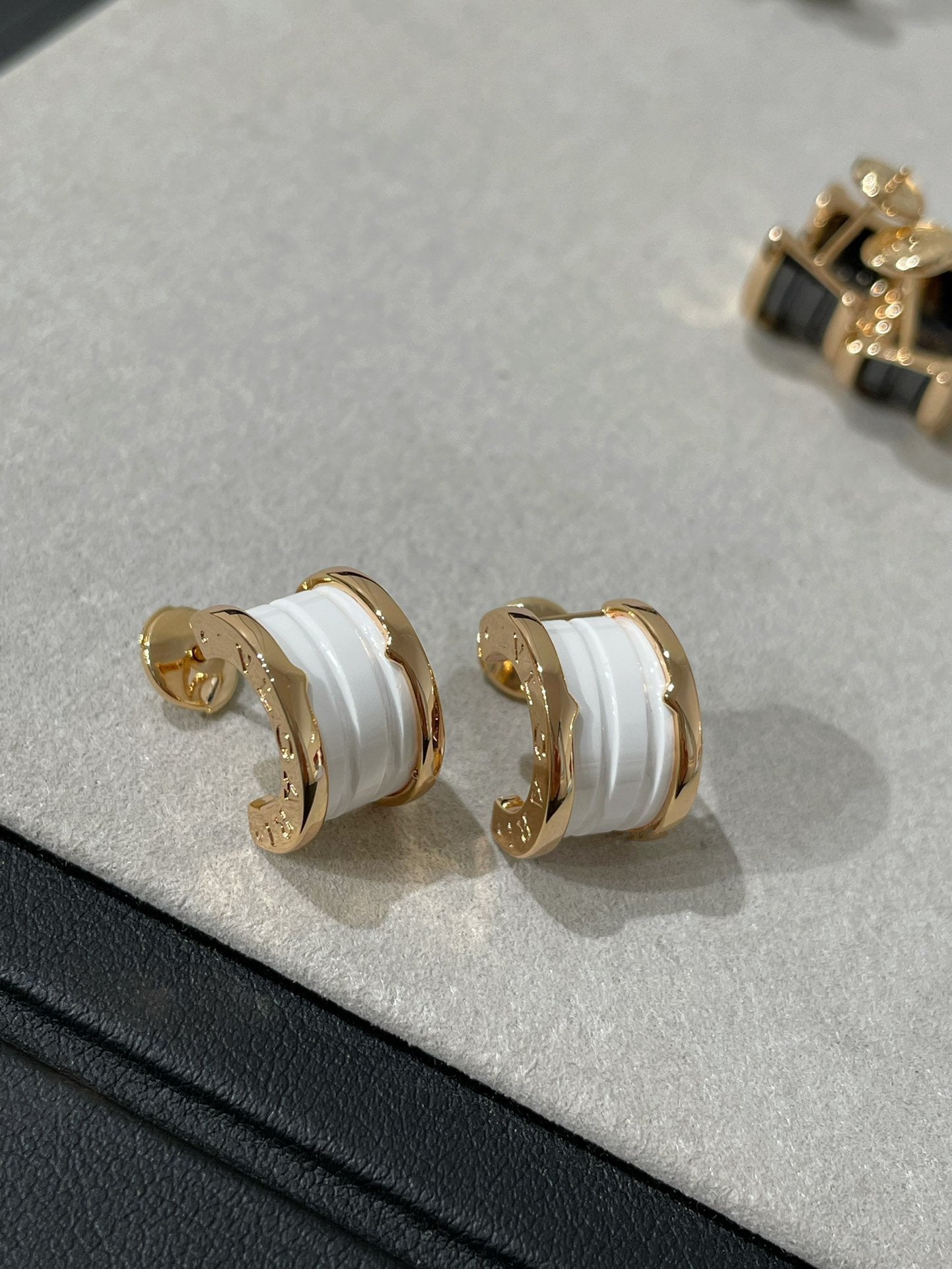[Dawnora Jewelry]ZERO 1 PINK GOLD CERAMIC EARRINGS