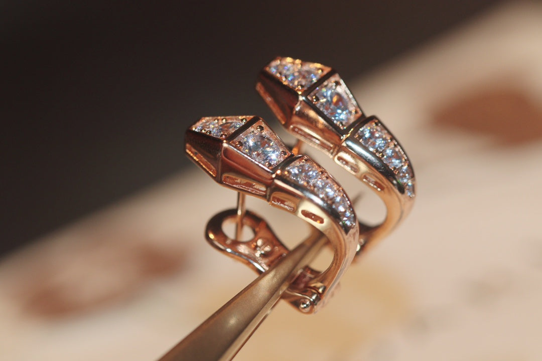 [Dawnora Jewelry]SERPENT PINK GOLD DIAMOND EARRINGS