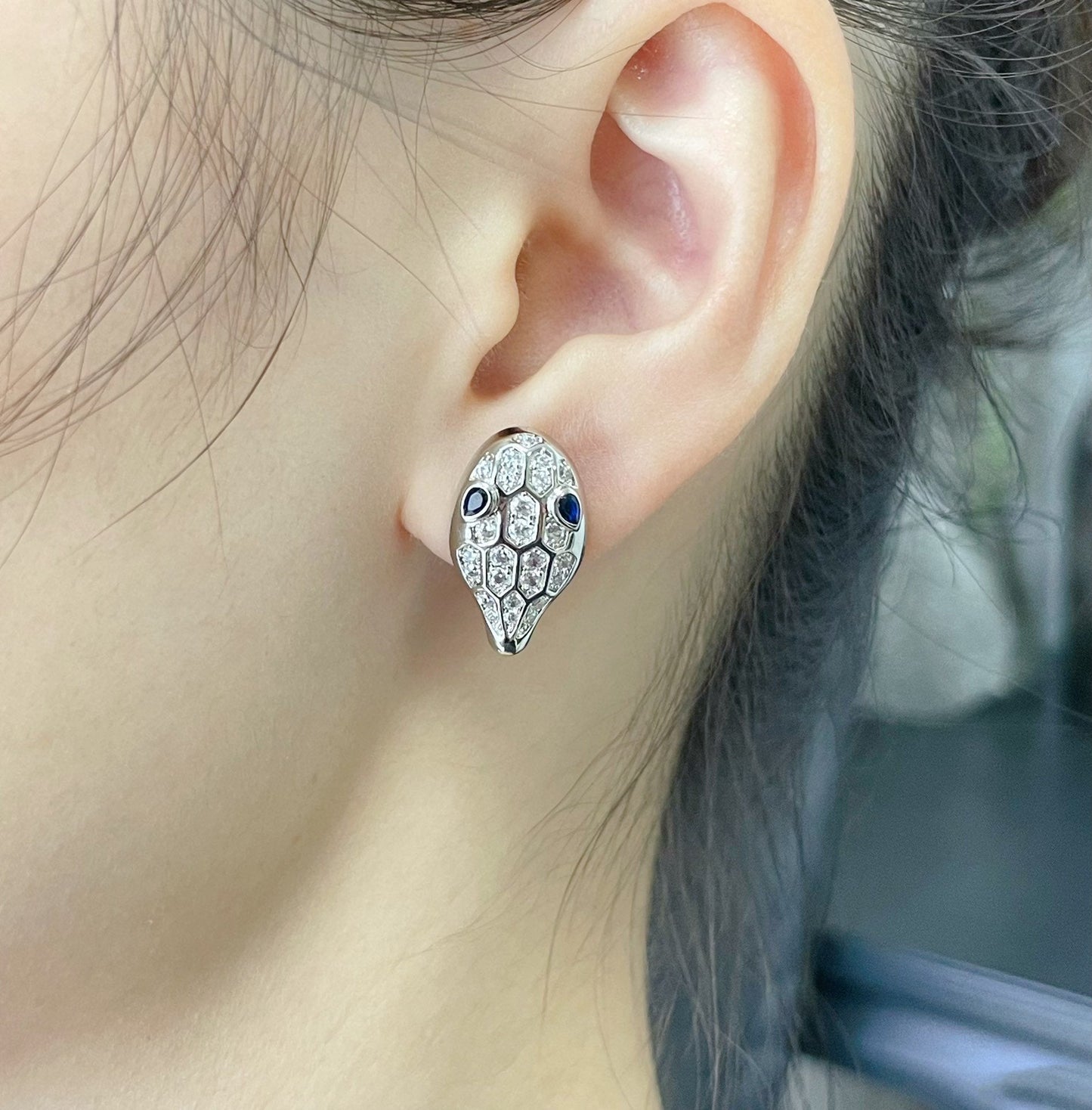 [Dawnora Jewelry]SERPENT DIAMOND STUD EARRINGS
