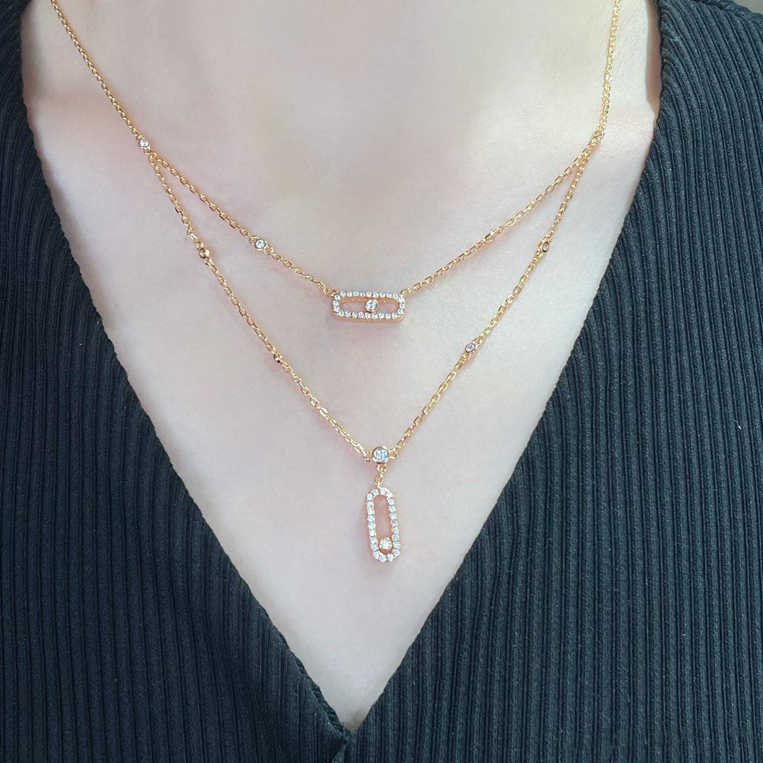 [Dawnora Jewelry]MOVE 2 ROW DIAMOND NECKLACE