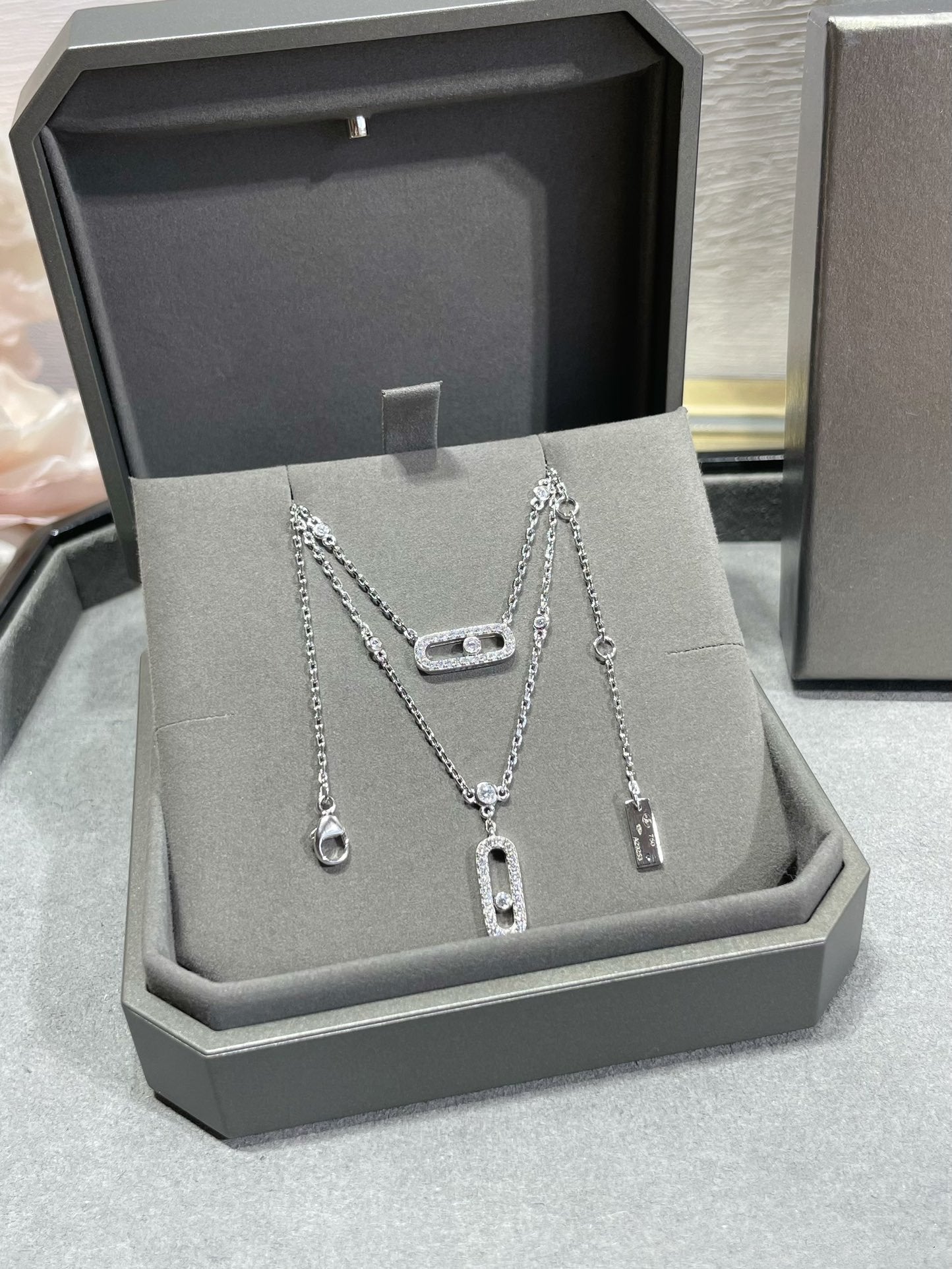 [Dawnora Jewelry]MOVE 2 ROW DIAMOND NECKLACE