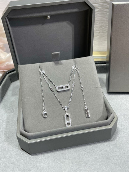 [Dawnora Jewelry]MOVE 2 ROW DIAMOND NECKLACE