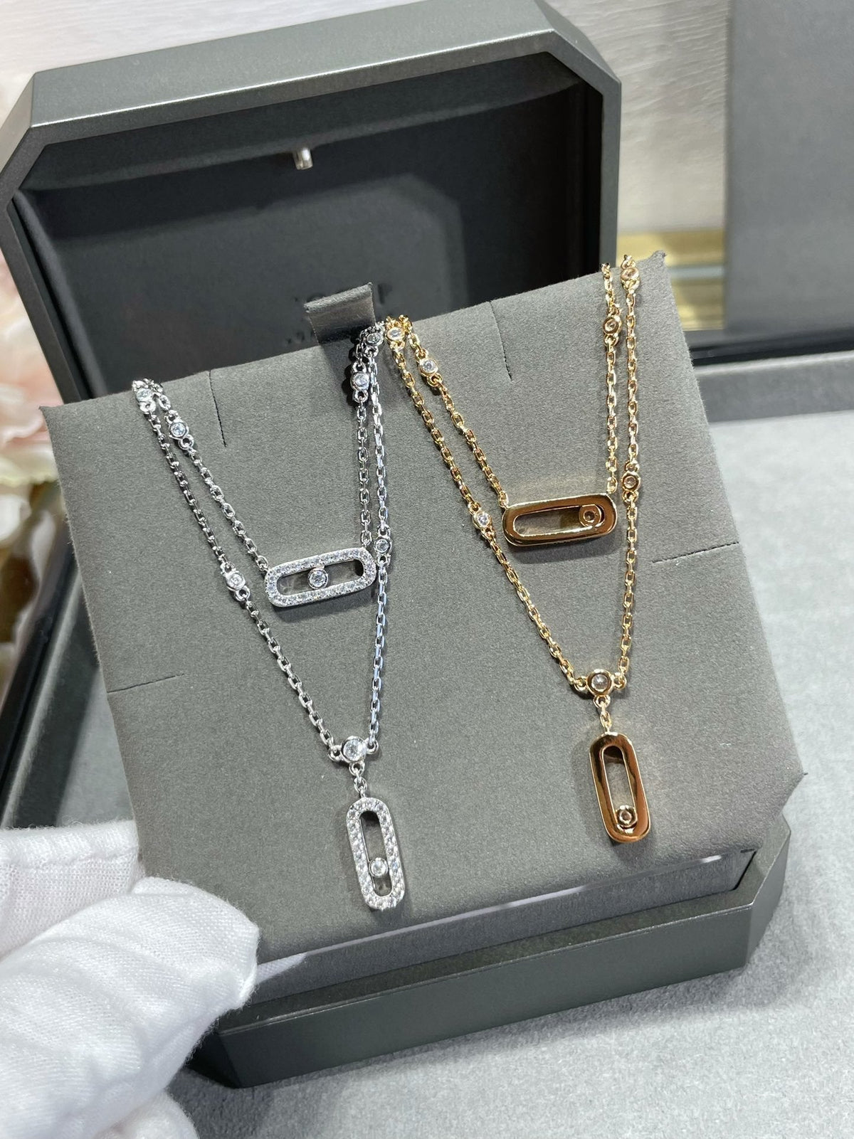 [Dawnora Jewelry]MOVE 2 ROW DIAMOND NECKLACE