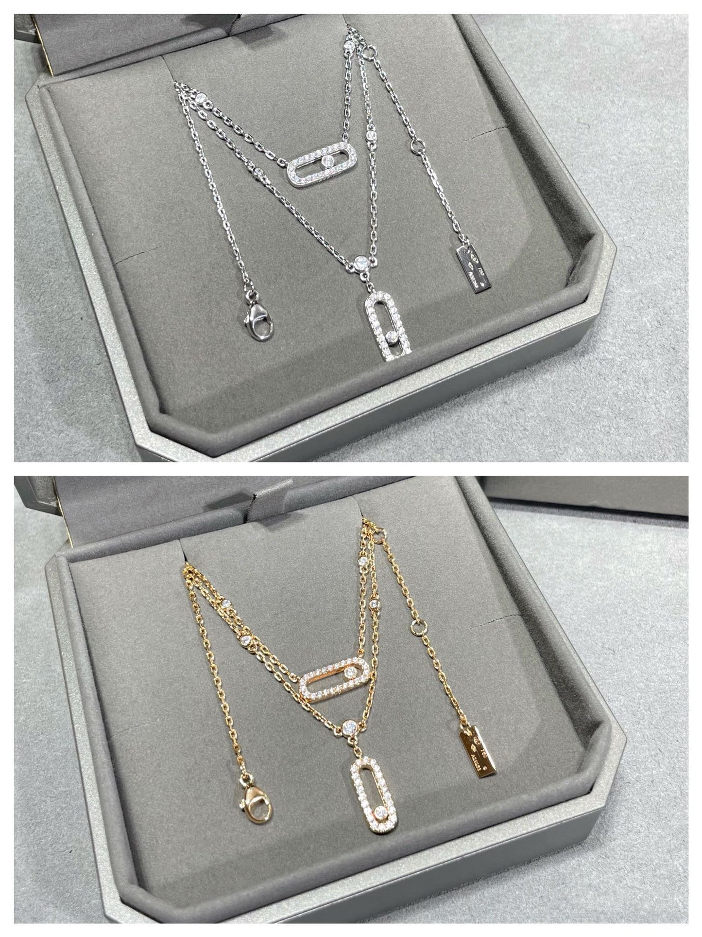 [Dawnora Jewelry]MOVE 2 ROW DIAMOND NECKLACE