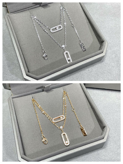 [Dawnora Jewelry]MOVE 2 ROW DIAMOND NECKLACE