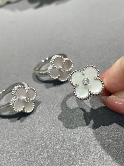 [Dawnora Jewelry]CLOVER SILVER MOP DIAMOND RING