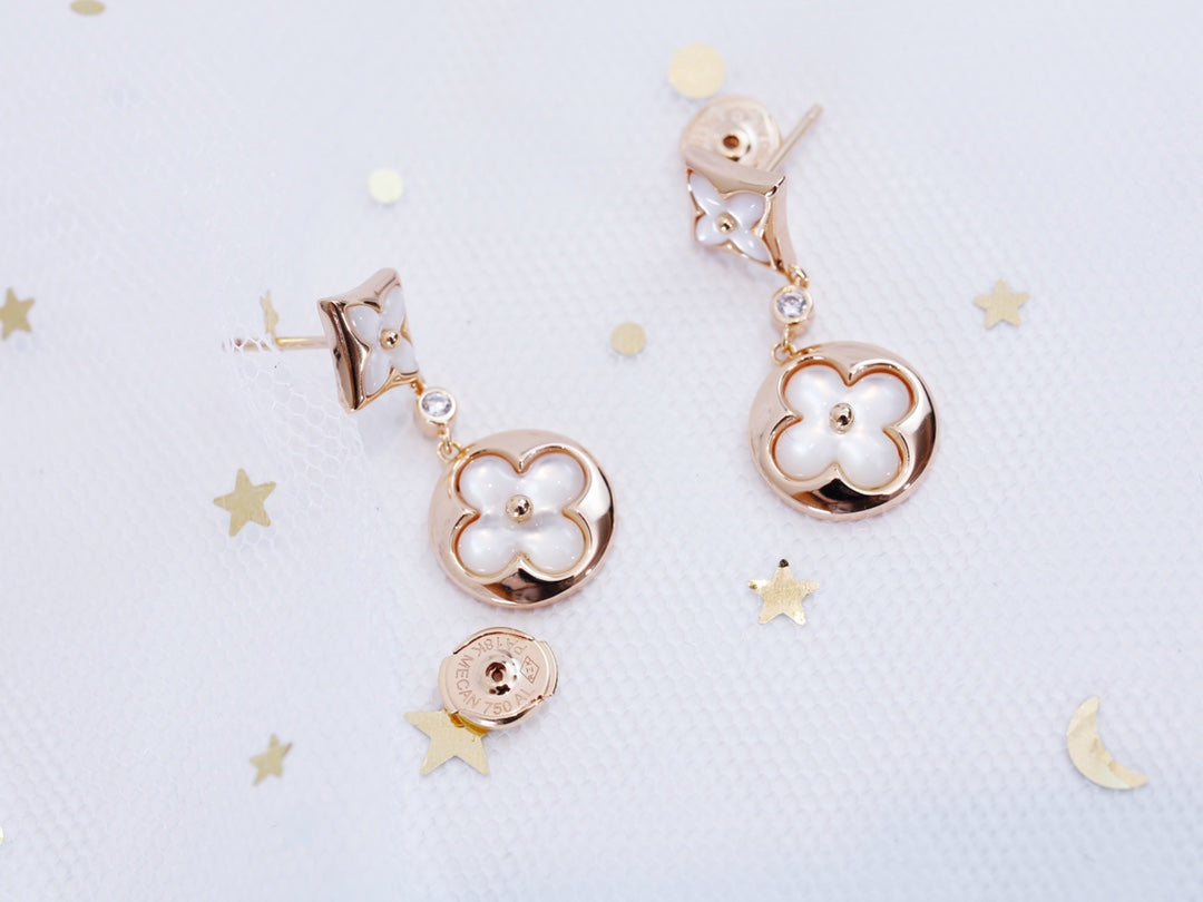 [Dawnora Jewelry]STAR AND SUN PINK GOLD MOP DROP EARRINGS