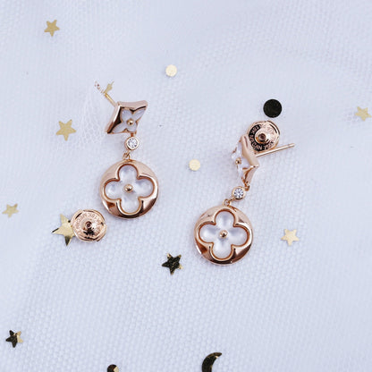 [Dawnora Jewelry]STAR AND SUN PINK GOLD MOP DROP EARRINGS