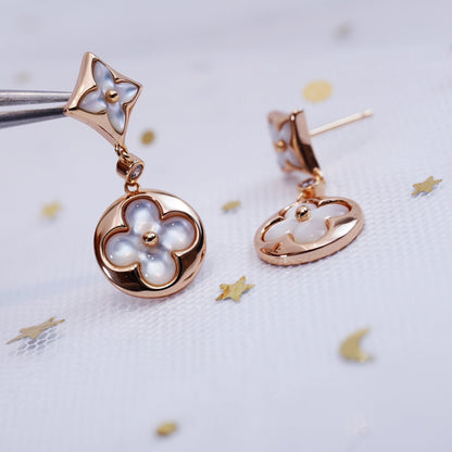[Dawnora Jewelry]STAR AND SUN PINK GOLD MOP DROP EARRINGS