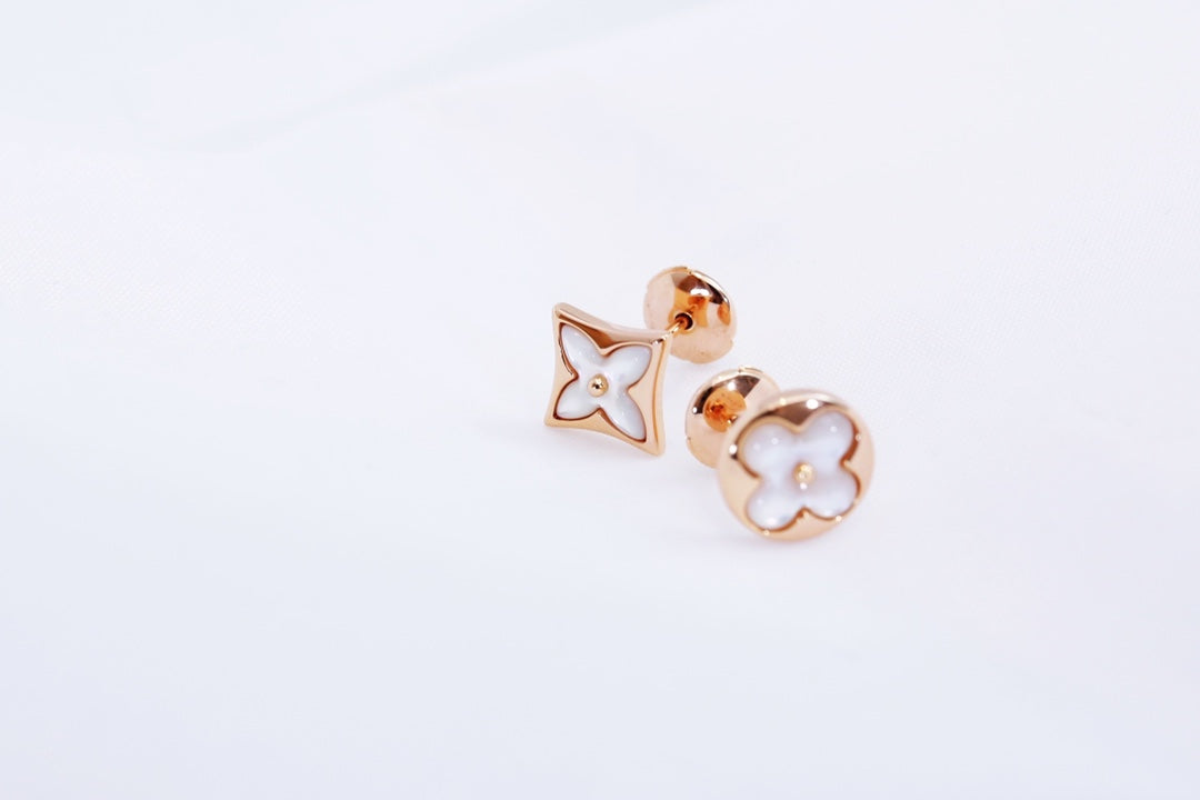 [Dawnora Jewelry]STAR AND SUN PINK GOLD MOP STUD EARRINGS