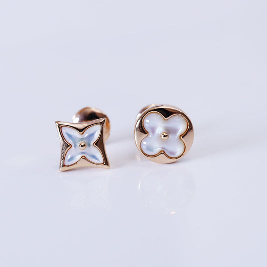 [Dawnora Jewelry]STAR AND SUN PINK GOLD MOP STUD EARRINGS