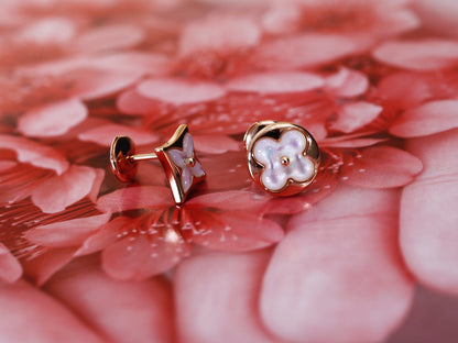 [Dawnora Jewelry]STAR AND SUN PINK GOLD MOP STUD EARRINGS