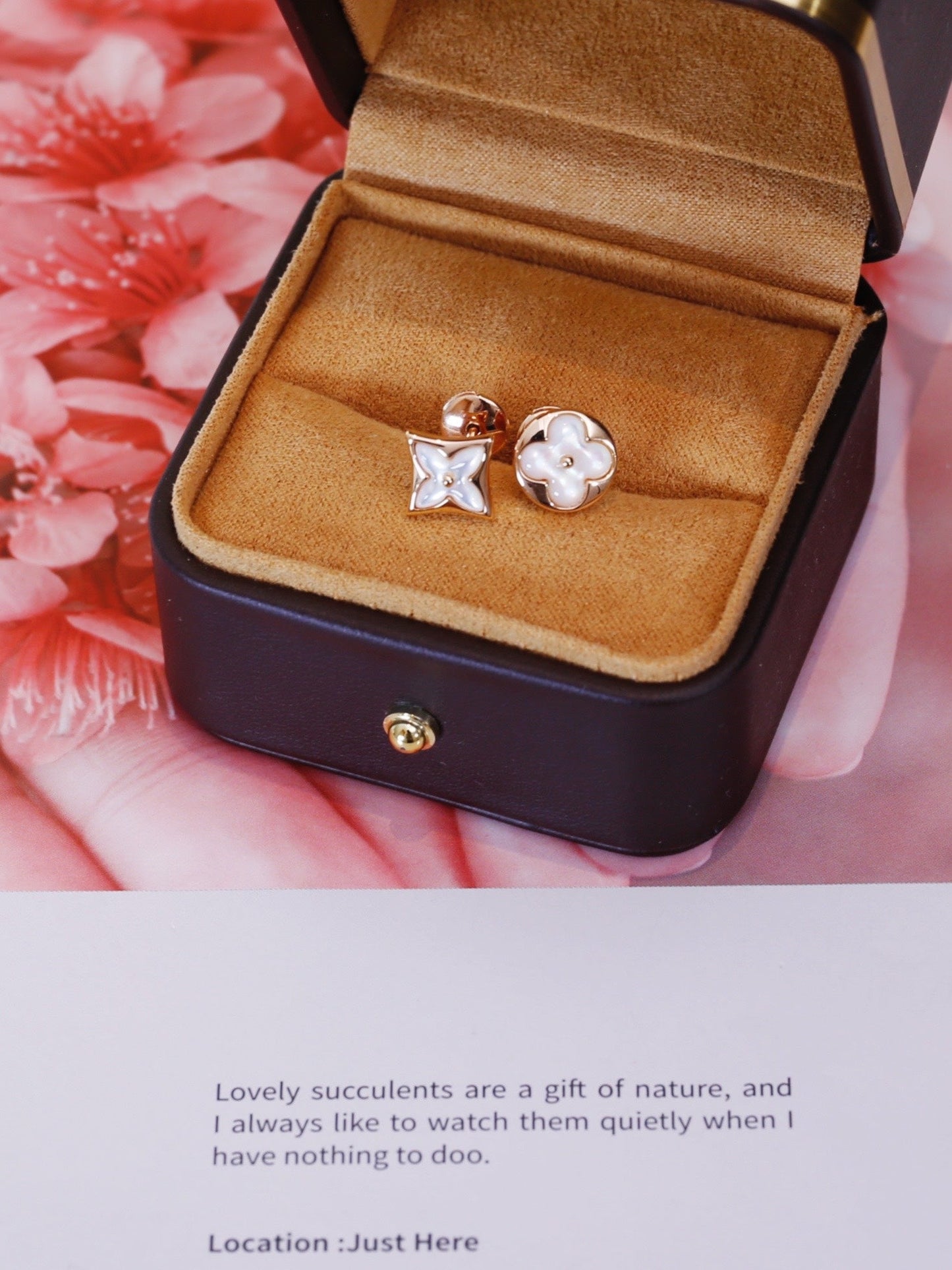 [Dawnora Jewelry]STAR AND SUN PINK GOLD MOP STUD EARRINGS