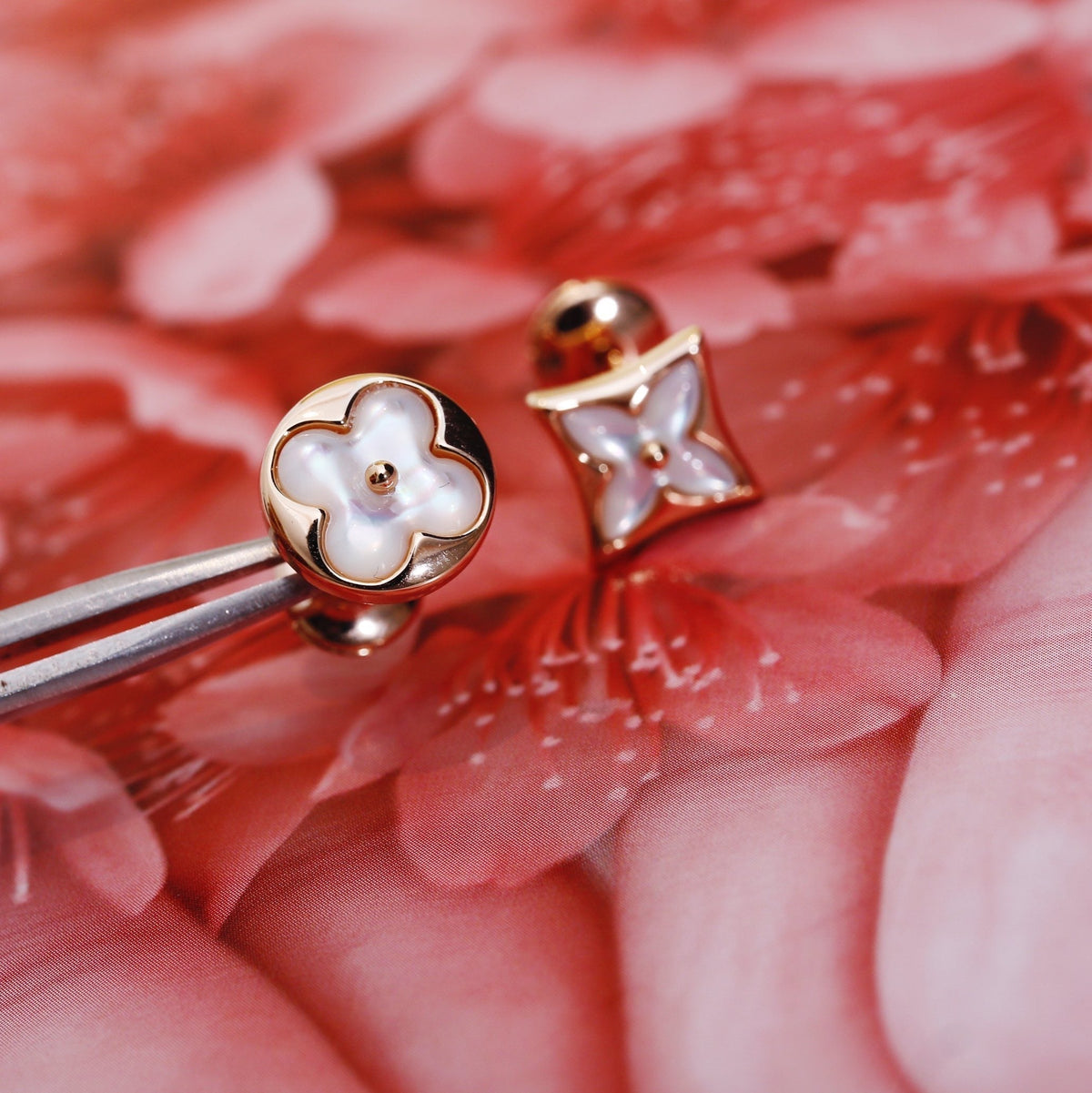 [Dawnora Jewelry]STAR AND SUN PINK GOLD MOP STUD EARRINGS