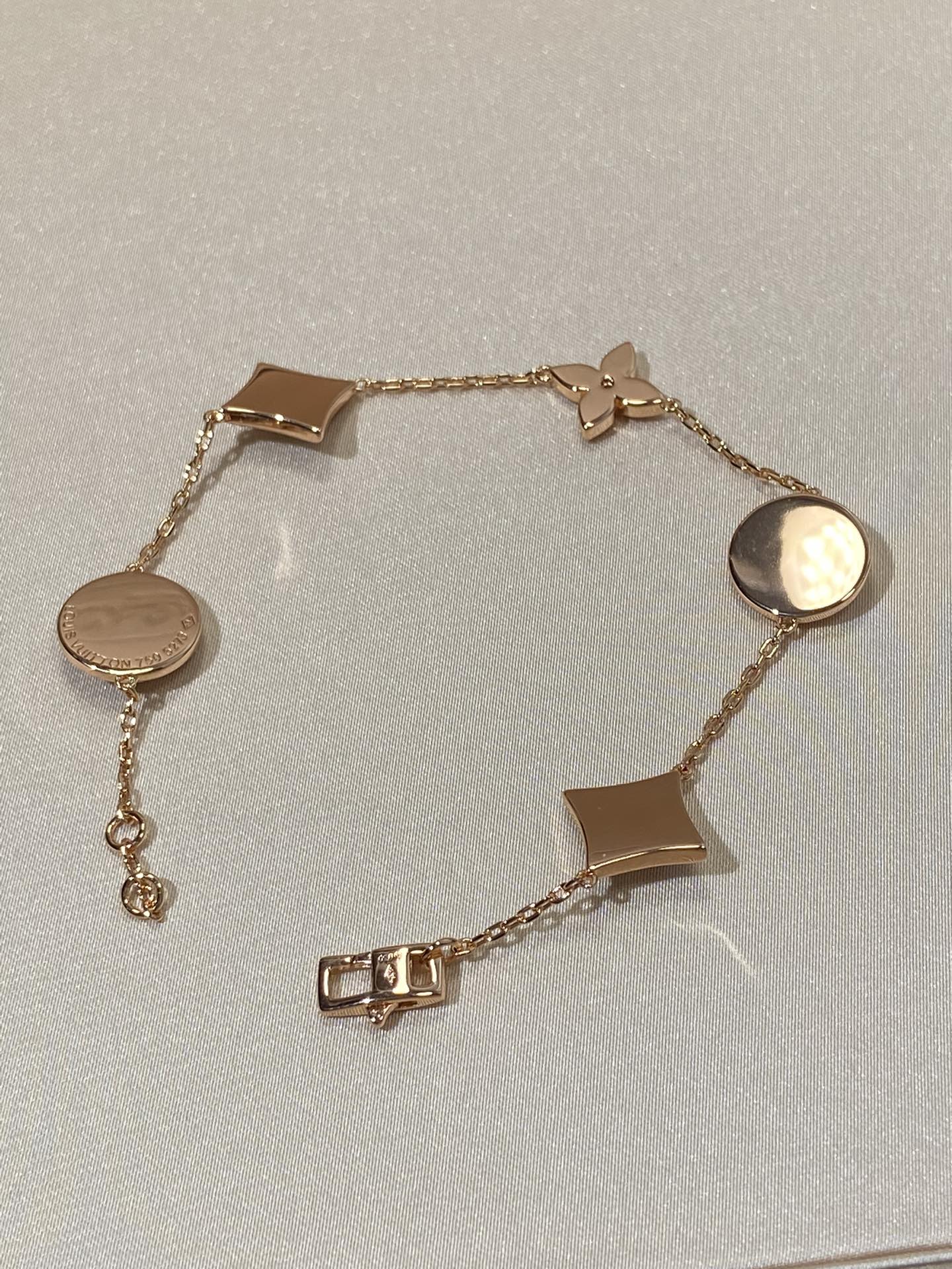 [Dawnora Jewelry]STAR AND SUN 5 MOTIF MOP PINK GOLD BRACELET