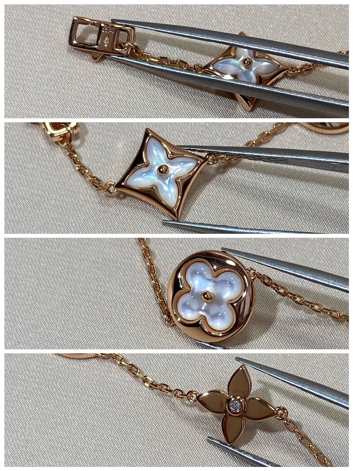 [Dawnora Jewelry]STAR AND SUN 5 MOTIF MOP PINK GOLD BRACELET