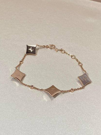 [Dawnora Jewelry]STAR 4 MOTIF MOP DIAMOND PINK GOLD BRACELET
