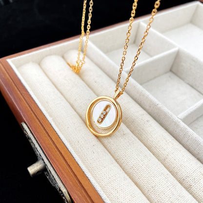 [Dawnora Jewelry]LUCKY MOVE MOP PINK GOLD NECKLACE