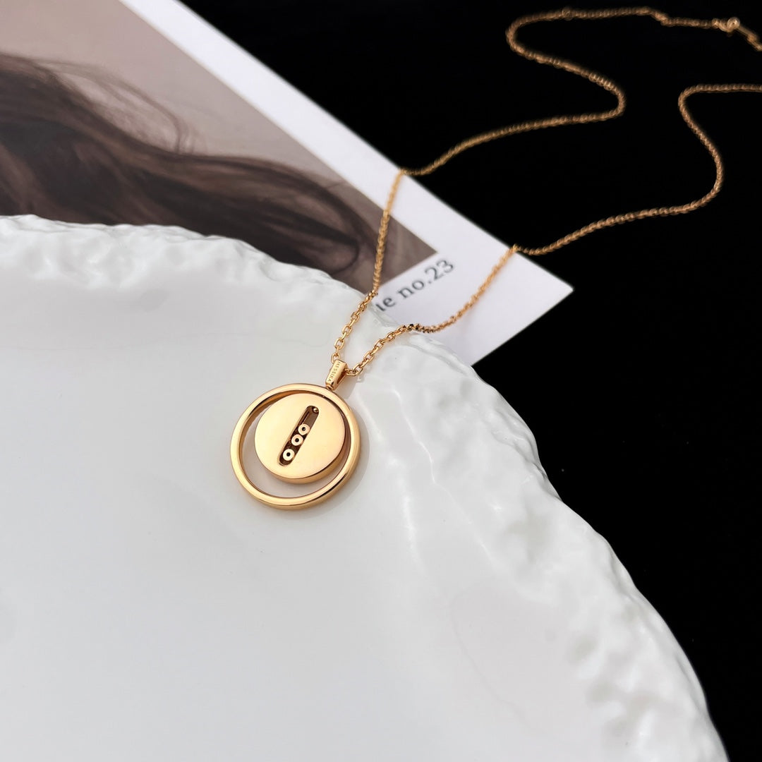 [Dawnora Jewelry]LUCKY MOVE MOP PINK GOLD NECKLACE