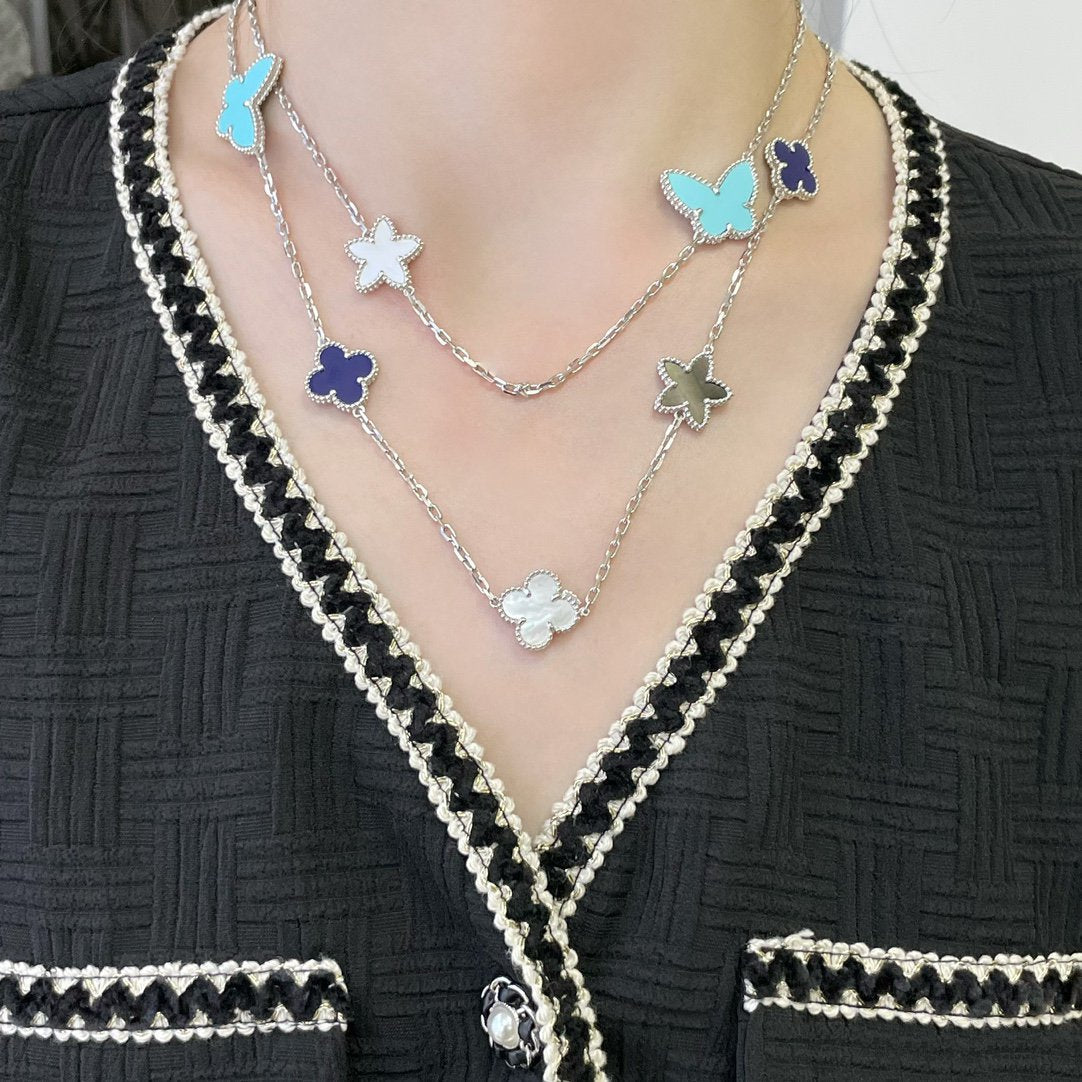 [Dawnora Jewelry]LUCKY CLOVER SILVER 11 MOTIF NECKLACE