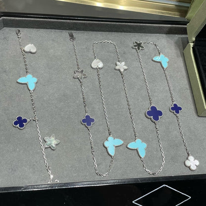 [Dawnora Jewelry]LUCKY CLOVER SILVER 11 MOTIF NECKLACE