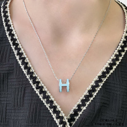 [Dawnora Jewelry]POP H SKY BLUE NECKLACE