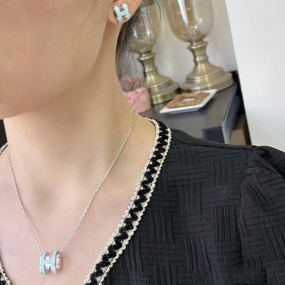 [Dawnora Jewelry]POP H SKY BLUE NECKLACE
